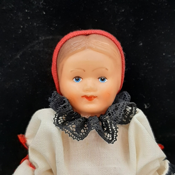Vintage Czechoslovakian Slovakia National Folk Costume Rubber Doll 5 3/4" Tall - Picture 2 of 3
